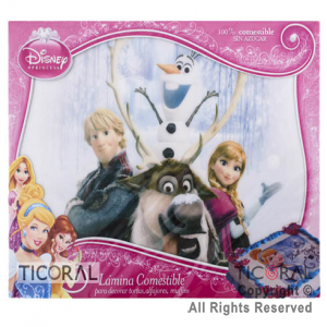 LAMINA COMESTIBLE FROZEN VARIOS MODELOS P/TORTAS 27CM x 21CM x 1
